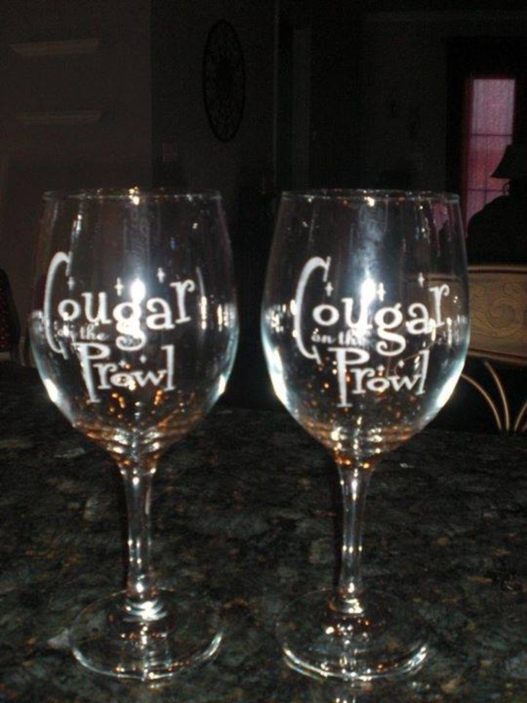 Long Stem Wine "Cougar Prowl" Glasses