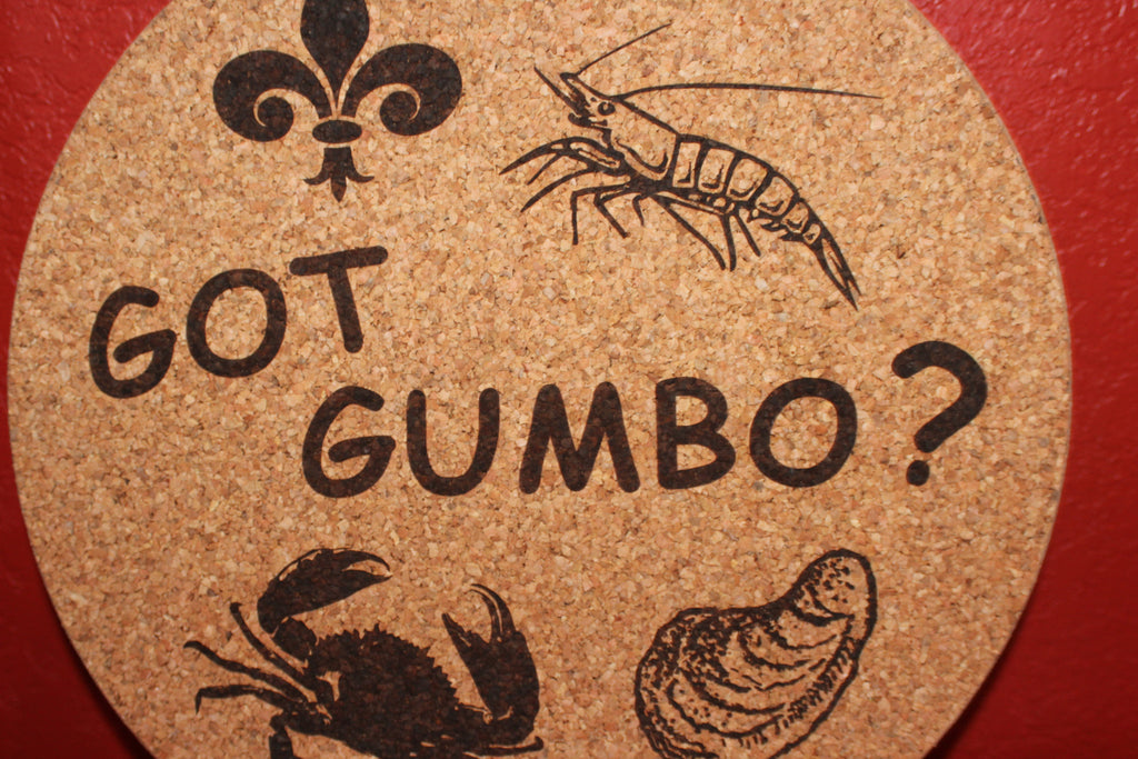 Large 12" "Got Gumbo" Cork Hot Plate