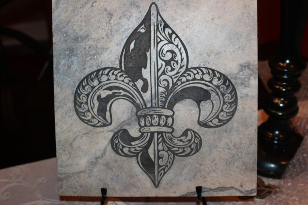 Fleur de Lis 12x12 Marble Decorative Tile