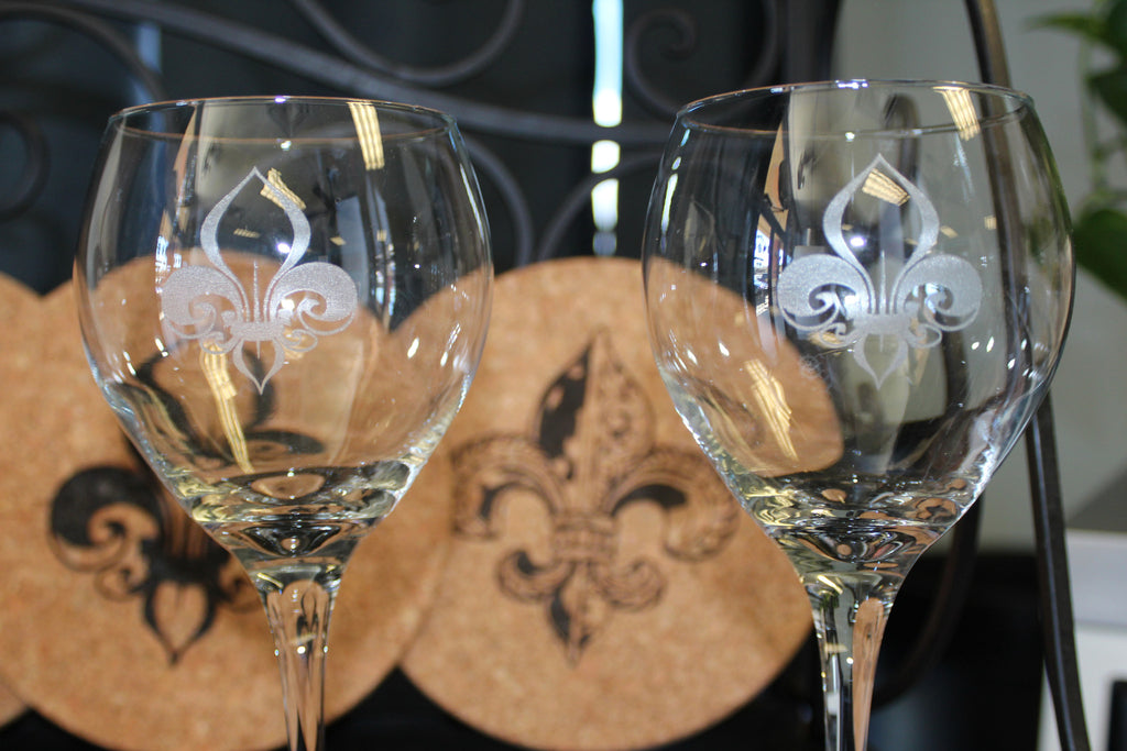 Long Stem "Bubble Fleur de Lis" Wine Glass