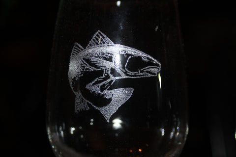 Long Stem Clear Wine "Redfish" Glass