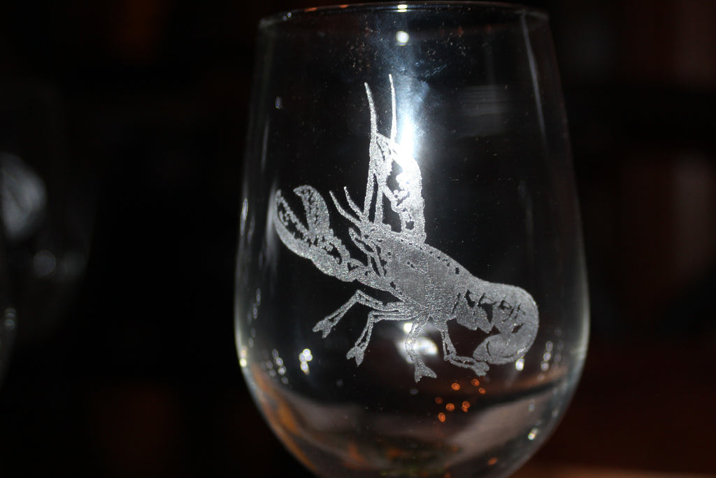 Long Stem Clear Wine "Crawfish" Glass