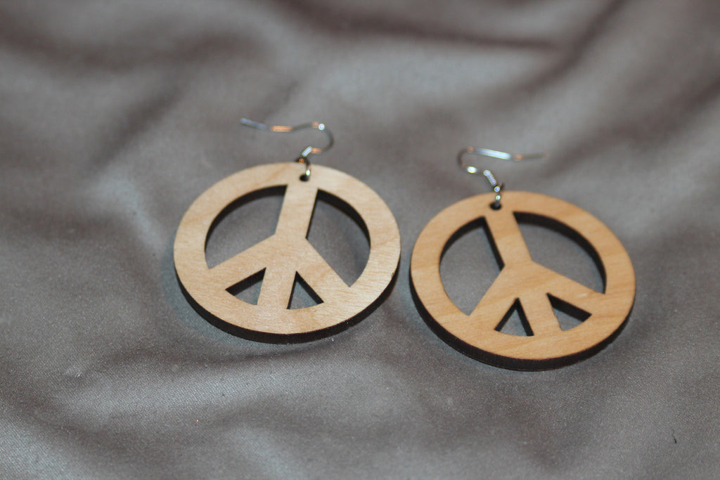 Wooden peace sign earings